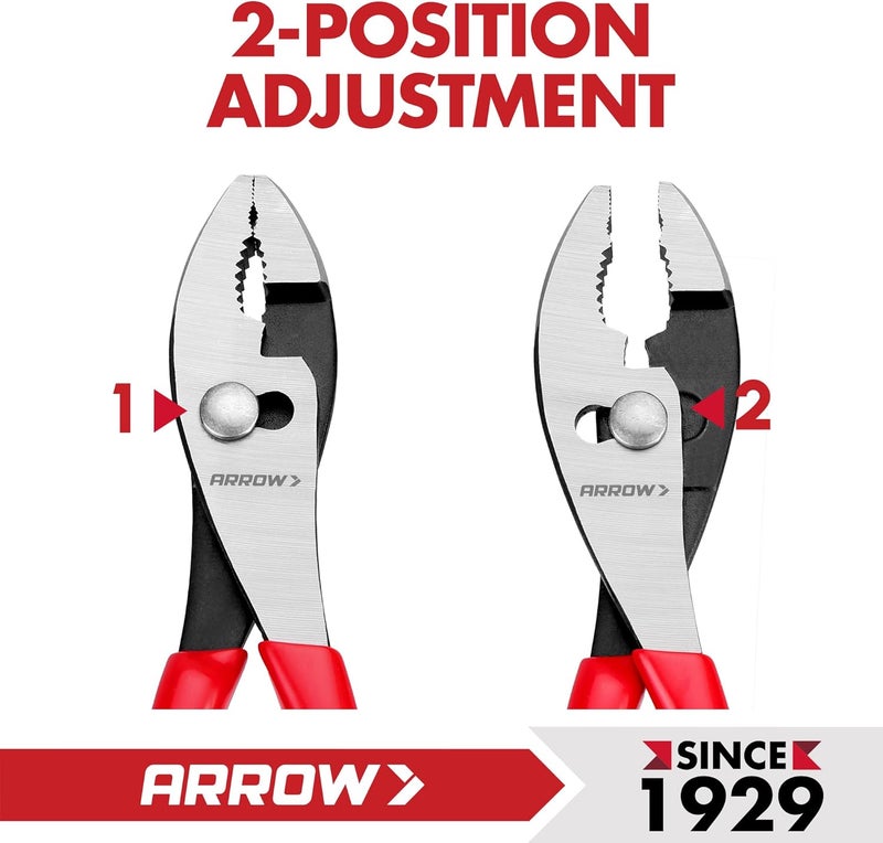 Arrow Fastener ARROW 8" Slip Joint Pliers, Pliers Tool with Thick Dip-Grip Handle, Strong Grip Jaws, High Carbon Steel, Pliers for Gripping, Loosening Nuts and Bolts, Cutting Steel Wire - Image 4